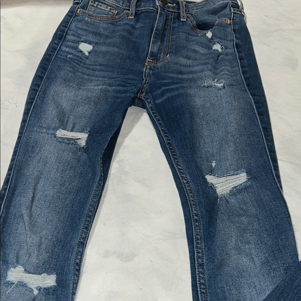 Hollister Dark Blue Distressed Skinny Jeans
